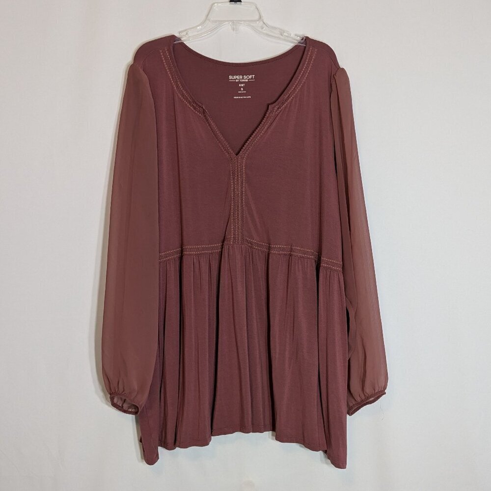 TORRID SUPER SOFT Blush Pink Stretchy Knit Long Sleeve Tunic Top; Size 3X